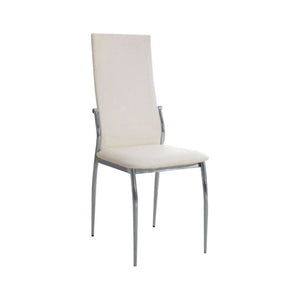 Benzara Kalawao Contemporary Side Chair, White Finish, Set Of 2 BM131829 White Chrome Leatherette BM131829