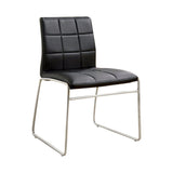 Benzara Oahu Contemporary Side Chair With Steel Tube, Black Finish, Set Of 2 BM131830 Black Chrome Leatherette BM131830