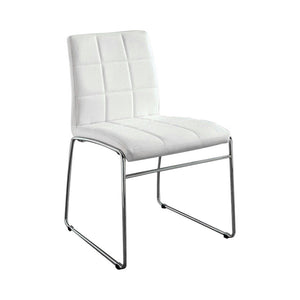 Benzara Oahu Contemporary Side Chair With Steel Tube, White Finish, Set Of 2 BM131831 White Chrome Leatherette BM131831