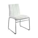 Benzara Oahu Contemporary Side Chair With Steel Tube, White Finish, Set Of 2 BM131831 White Chrome Leatherette BM131831