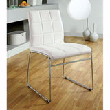 Benzara Oahu Contemporary Side Chair With Steel Tube, White Finish, Set Of 2 BM131831 White Chrome Leatherette BM131831