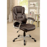 Benzara Sibley Contemporary Office Chair, Brown Finish BM131837 Brown Metal Leather BM131837