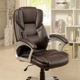 Benzara Sibley Contemporary Office Chair, Brown Finish BM131837 Brown Metal Leather BM131837