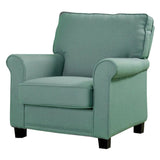 Belem Transitional Accent Chair With Blue Flax Fabric
