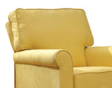 Benzara Belem Transitional Single Chair With Yellow Flax Fabric BM131849 Yellow Wood Linen like fabric  BM131849