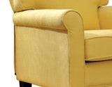 Benzara Belem Transitional Single Chair With Yellow Flax Fabric BM131849 Yellow Wood Linen like fabric  BM131849