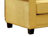 Benzara Belem Transitional Single Chair With Yellow Flax Fabric BM131849 Yellow Wood Linen like fabric  BM131849