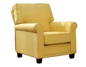 Benzara Belem Transitional Single Chair With Yellow Flax Fabric BM131849 Yellow Wood Linen like fabric  BM131849