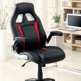 Benzara Argon Contemporary Racing Car Office Chair, Black & Red Finish BM131850 Black, Red Metal Leather BM131850