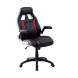 Benzara Argon Contemporary Racing Car Office Chair, Black & Red Finish BM131850 Black, Red Metal Leather BM131850