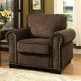 Benzara Rydel Transitional Single Chair, Brown BM131895 Brown WoodChenille Fabric Polyster BM131895