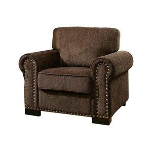 Benzara Rydel Transitional Single Chair, Brown BM131895 Brown WoodChenille Fabric Polyster BM131895