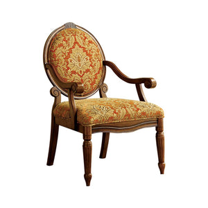 Benzara Hammond Traditional Hammond Accent Chair, Antique Oak Finish BM131904 Antique Oak Fabric Solid Wood & Others BM131904