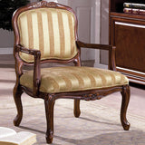 Benzara Burnaby Traditional Occasional Chair, Antique Oak BM131907 Antique Oak Fabric Solid Wood & Others BM131907