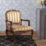 Benzara Burnaby Traditional Occasional Chair, Antique Oak BM131907 Antique Oak Fabric Solid Wood & Others BM131907