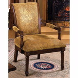 Benzara Stockton Traditional Occasional Chair, Antique Oak BM131908 Antique Oak Fabric Solid Wood & Others BM131908