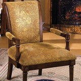 Benzara Stockton Traditional Occasional Chair, Antique Oak BM131908 Antique Oak Fabric Solid Wood & Others BM131908