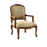 Benzara Quintus Traditional Accent Chair , Antique Oak BM131918 Antique Oak Fabric Solid Wood & Others BM131918