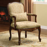 Benzara Waterville Traditional Accent Fabric Chair With Pillow, Dark Cherry BM131919 Dark Cherry Fabric Solid Wood & Others BM131919