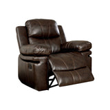 Benzara Transitional Recliner Chair, Brown BM131921 Brown Bonded Leather Match BM131921