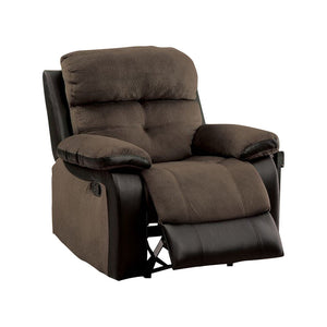 Benzara Hadley I Transitional 1 Recliner Chair, Brown BM131936 Brown/Espresso Champion Fabric Leatherette BM131936