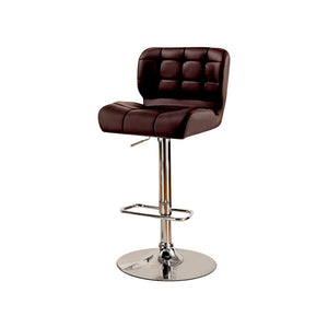 Benzara Kori Contemporary Bar Chair, Brown Finish BM131943 Brown Chrome Leatherette BM131943