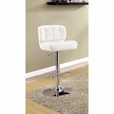 Benzara Kori Contemporary Bar Chair, White Finish BM131945 White Chrome Leatherette BM131945