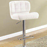 Benzara Kori Contemporary Bar Chair, White Finish BM131945 White Chrome Leatherette BM131945