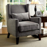 Benzara Tomar Transitional Accent Chair With Gray Color BM131954 Gray Flannelette Wood & Others BM131954