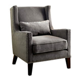 Benzara Tomar Transitional Accent Chair With Gray Color BM131954 Gray Flannelette Wood & Others BM131954