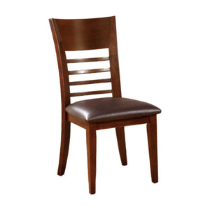 Benzara Hillsview I Transitional Side Chair, Brown Cherry, Set Of 2 BM131981 Brown Cherry Leatherette Solid Wood Wood Veneer & Others BM131981