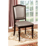 Benzara Harrington Transitional Side Chair With Pvc, Dark Walnut, Set Of 2 BM131984 Dark Walnut Leatherette Solid Wood Wood Veneer & Others BM131984