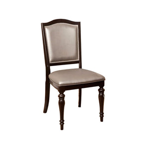 Benzara Harrington Transitional Side Chair With Pvc, Dark Walnut, Set Of 2 BM131984 Dark Walnut Leatherette Solid Wood Wood Veneer & Others BM131984