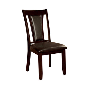 Benzara Brent Transitional Side Chair, Dark Cherry Finish, Set Of 2 BM131987 Dark Cherry, Brown Leatherette Solid Wood Wood Veneer & Others BM131987