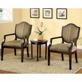 Benzara Bernetta II Transitional Set Of Table & Accent Chairs, Espresso Finish, Set Of 3 BM131998 Espresso Fabric Solid Wood & Others BM131998