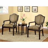 Benzara Bernetta II Transitional Set Of Table & Accent Chairs, Espresso Finish, Set Of 3 BM131998 Espresso Fabric Solid Wood & Others BM131998