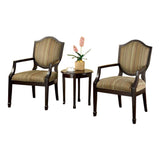 Benzara Bernetta II Transitional Set Of Table & Accent Chairs, Espresso Finish, Set Of 3 BM131998 Espresso Fabric Solid Wood & Others BM131998