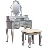 Benzara HARRIET Traditional Vanity, Silver BM132007 Silver Solid Wood & Others BM132007