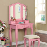 Benzara JANELLE Transitional Vanity, Pink BM132009 Pink Solid Wood & Others BM132009