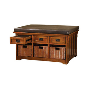 Benzara Five Drawers Wooden Dresser with 2 Cabinets and 2 Jewelry Trays, Brown BM137454  Leatherette Wood & Others BM137454