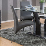 Benzara Side Chair-Steel Tube, Gray Finish, Set Of 2 BM137655 Gray Leatherette Metal BM137655