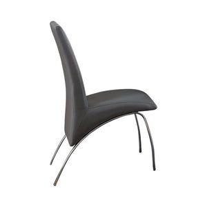 Benzara Side Chair-Steel Tube, Gray Finish, Set Of 2 BM137655 Gray Leatherette Metal BM137655