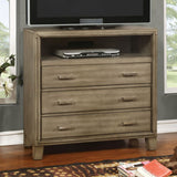 Benzara Wooden Media Chest With three drawers, Gray BM137898 Gray Solid Wood, Wood Veneer & Others BM137898