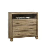 Benzara Wooden Media Chest With three drawers, Gray BM137898 Gray Solid Wood, Wood Veneer & Others BM137898