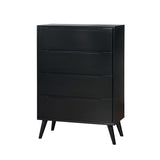 Benzara 4- Drawer Wooden Chest With Round Tapered Legs, Black BM137904 Black Wood BM137904