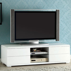 Benzara Cerro Brilliant 59" Tv Console Modern Style, White BM138028 White Chrome Lacquer Wood & Others BM138028