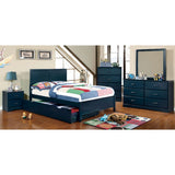 Benzara Transitional Style Chest With Metal Drawer Pulls, Blue BM141653 Blue Wood BM141653