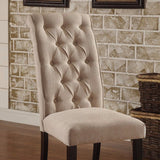 Benzara Marshall Transitional Side Chair, Set of two, Black and Ivory BM141655 Black, Ivory Wood, Linen BM141655