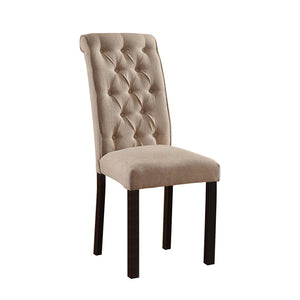 Benzara Marshall Transitional Side Chair, Set of two, Black and Ivory BM141655 Black, Ivory Wood, Linen BM141655