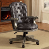 Benzara Yelena Height Adjustable Arm Chair In Gray And Black BM141697 Gray, Black Wood Leather BM141697